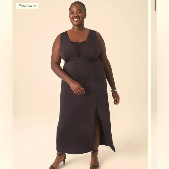 Lane Bryant Dresses | Lane Bryant - Sleeveless Mesh V-Neck Maxi Dress | Color: Black | Size: 16 | Pm-21833081's Closet
